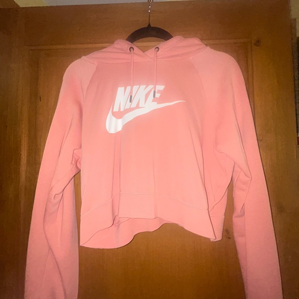 Nike Women's Light Pink Cropped Hoodie